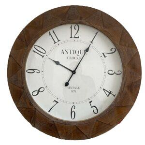 Oversized Wall Clock 31" Diameter MDF Wood Sun Rays Geo Design Modern Farmhouse